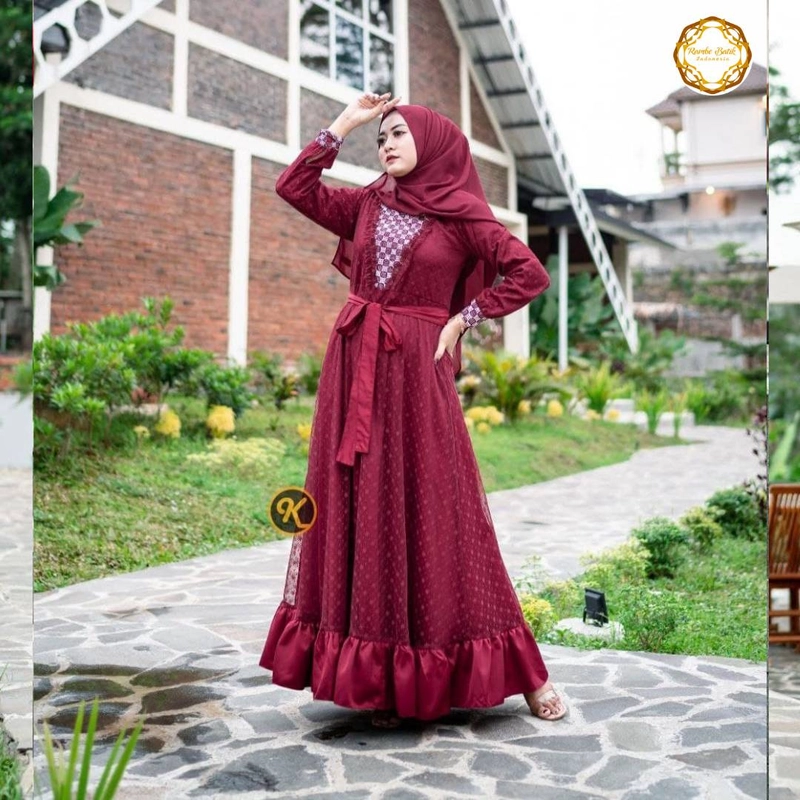 Product image Rambe Batik Indonesia - Khusus Couple - Couple Gamis Ayuma M Maroon