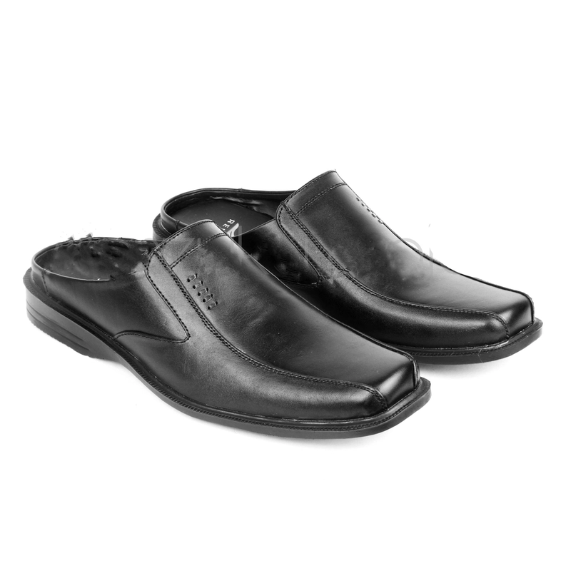 Product image RENINE ALZ 91402 Hitam Sepatu Sandal Bustong Pria Kulit asli 38 Hitam