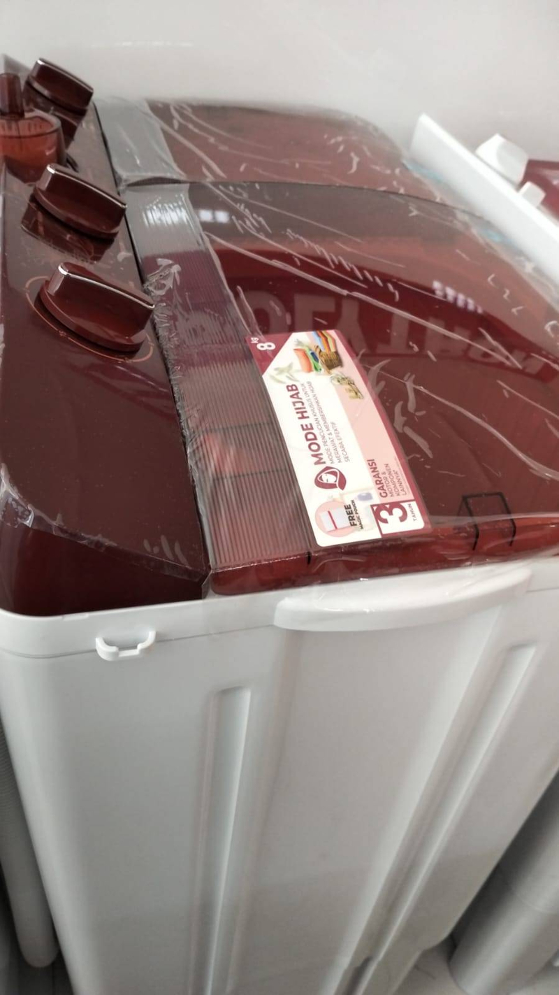 Product image Rizki Electronics - Mesin Cuci 2 Tabung Polytron 8 kg Twin Tub PWN-8072N/B 8 kg merah