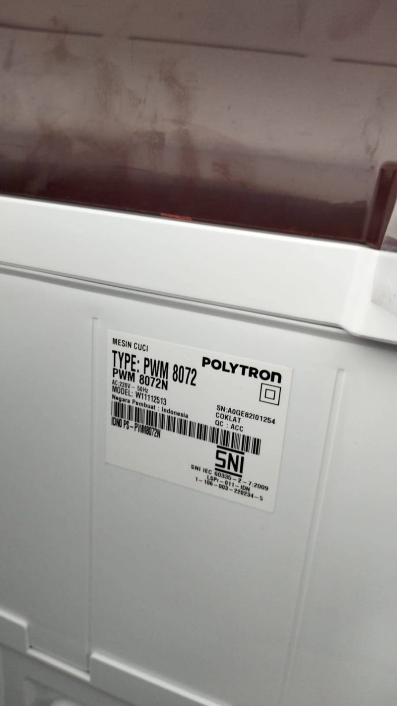 Product image Rizki Electronics - Mesin Cuci 2 Tabung Polytron 8 kg Twin Tub PWN-8072N/B 8 kg merah