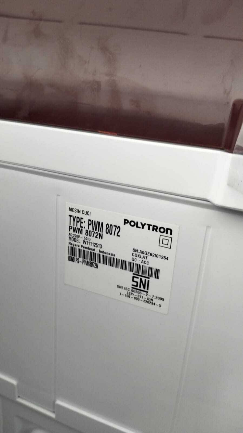 Product image Rizki Electronics - Mesin Cuci 2 Tabung Polytron 8 kg Twin Tub PWN-8072N/B 8 kg merah