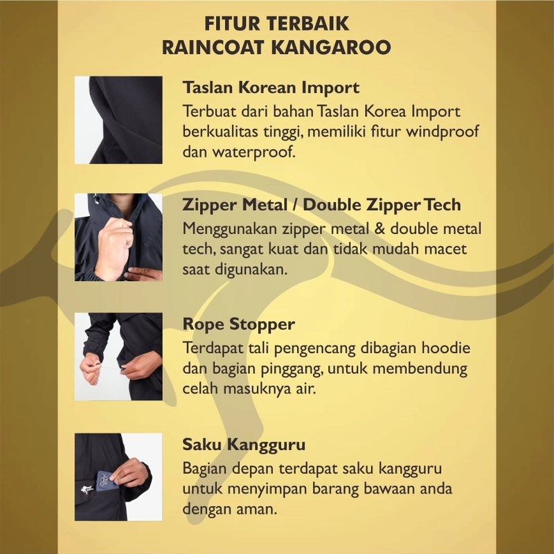 Product image Raincoat - Jas Hujan Raincoat Setelan Mantel Kangguru 650 G Hitam