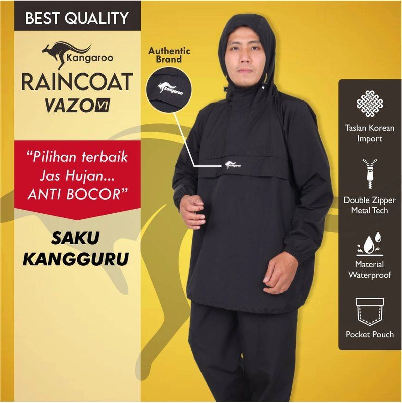 Product image Raincoat - Jas Hujan Raincoat Setelan Mantel Kangguru 650 G Hitam