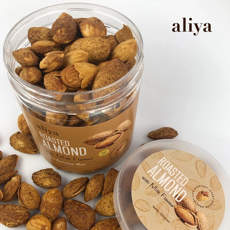 Product image Aliya - Roasted Almond Kacang Almond Cangkang Snack Makanan Ringan 125g Susu