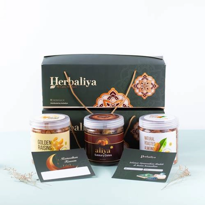 Product image Aliya - Hampers Box Exclusive Herbaliya Healthy Food Mix (Kismis Kurma Sukari Premium Almond) 1050g Original