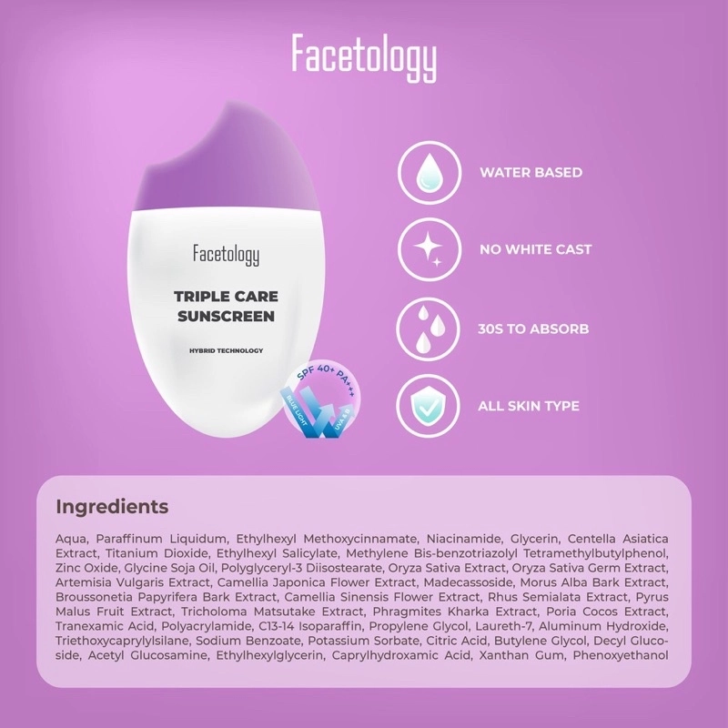 Product image Sherbeautee - Bundling Facetology TripleCare Sunscreen SPF 40+ PA+++ 40ml Sunscreen 5pcs
