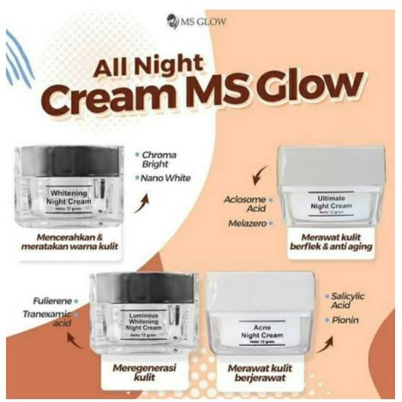 Product image MS Glow Jatim - MS Glow Whitening Night Cream 12 Putih
