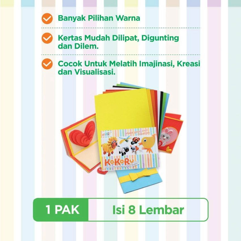 Product image Sinar Dunia - Kokoru Kertas Bergelombang Hachi A4 8 Lembar