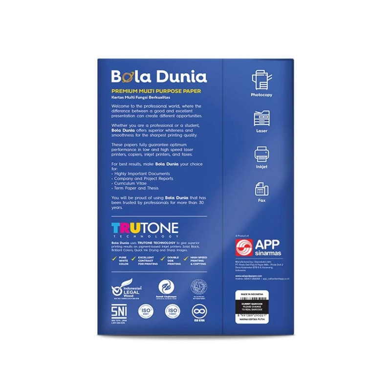 Product image Sinar Dunia - Bola Dunia Kertas Fotocopy 70 GSM A4 1 Rim