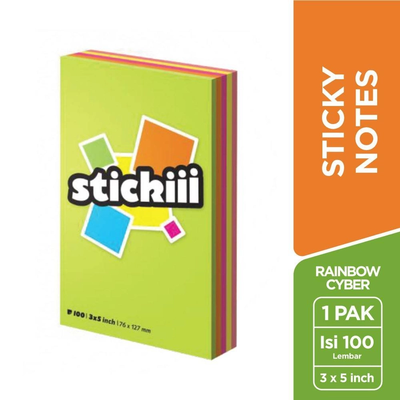 Product image Sinar Dunia - Stickiii Sticky Notes Rainbow Cyber 5 X 3 Cm 100 Lembar