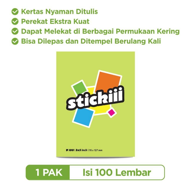 Product image Sinar Dunia - Stickiii Sticky Notes Rainbow Cyber 5 X 3 Cm 100 Lembar