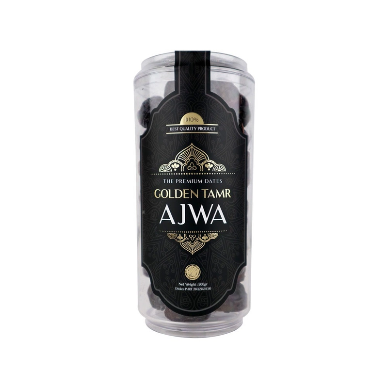 Product image NABAWI HERBAL - Kurma Golden Tamr Ajwa Al Madinah Toples 500gram 500gr Buah