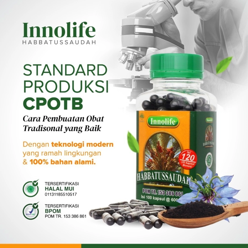 Product image NABAWI HERBAL - Innolife Habbatussauda Serbuk Jinten Hitam Habatussauda Isi 120 Kapsul 120 Kapsul/ 150gr Obat Herbal