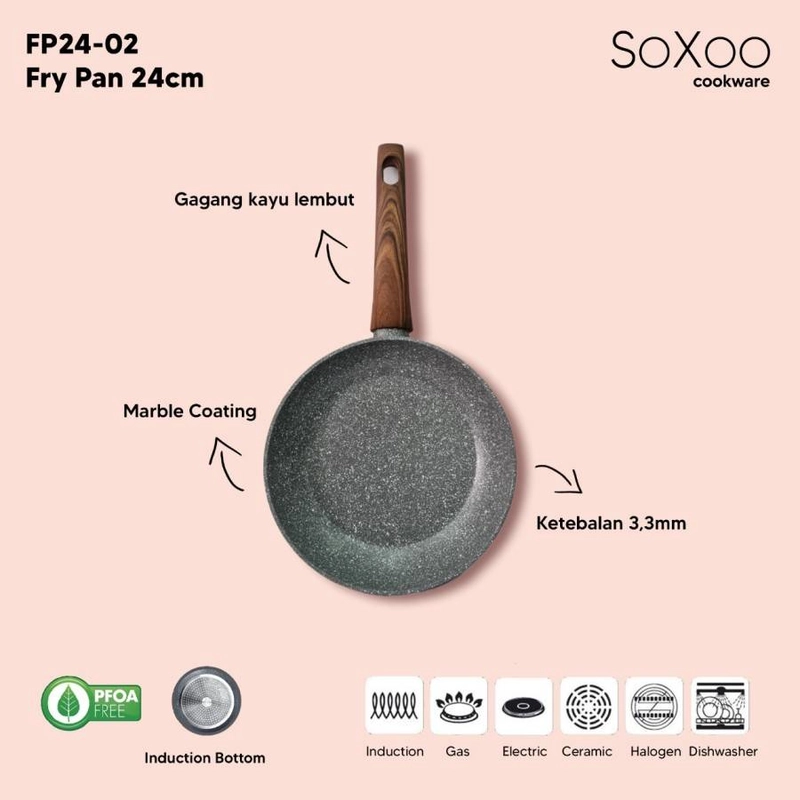 Product image Soxoo - Fry Pan diameter 24 cm Marble Grey