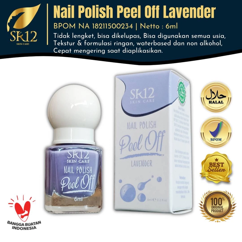 Product image SR12 Herbal Skincare - Nail Polish Peel Off 6ml Lavender