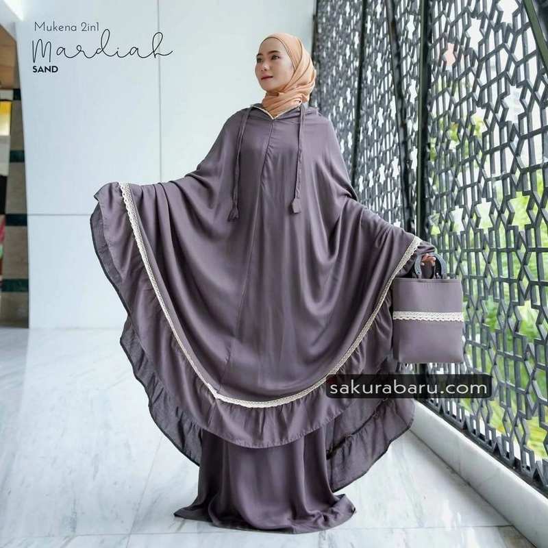 Product image Sakura Baru - Mukena Bali Rampel 2in1 Allsize Abu