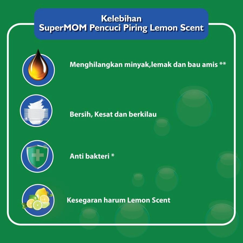 Product image SuperMOM - Sabun Pencuci Piring Active Concentrated 1,5L 1,5L Lemon
