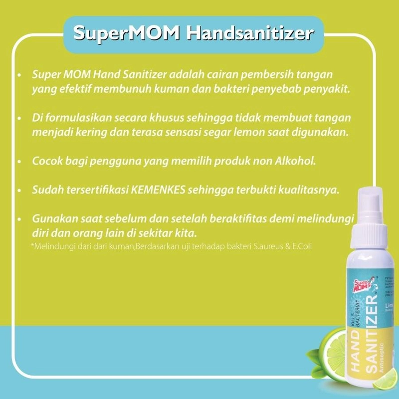 Product image SuperMOM - Hand Sanitizer Antiseptik 100 ML Spray Cair KEMENKES Aman
