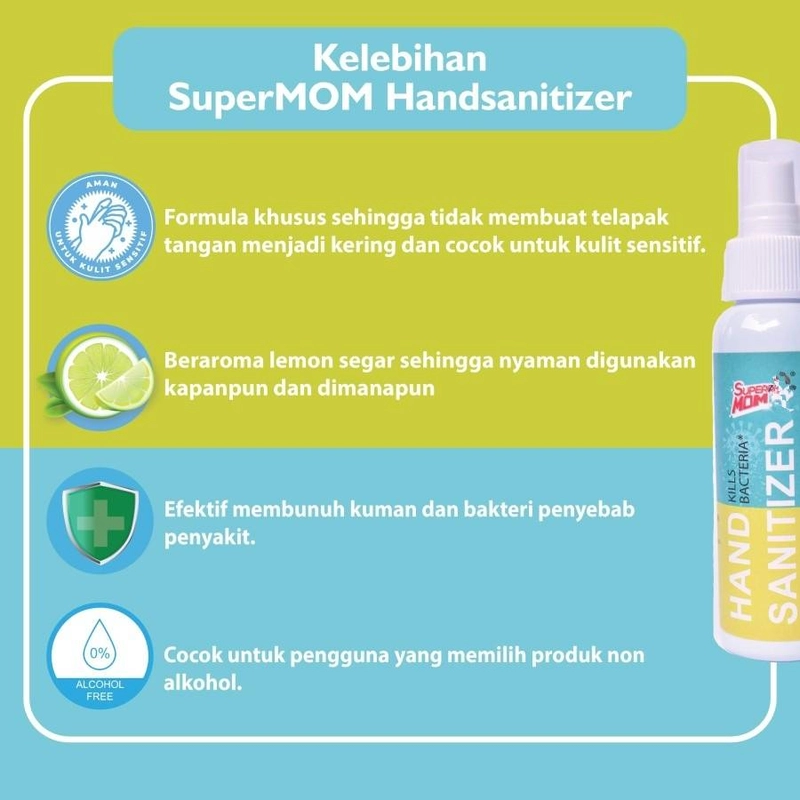 Product image SuperMOM - Hand Sanitizer Antiseptik 100 ML Spray Cair KEMENKES Aman