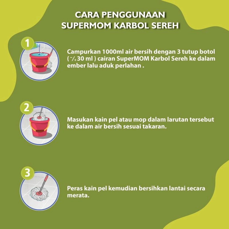 Product image SuperMOM - Karbol Sereh Pembersih Lantai Wangi Anti Bakteri 1 Liter