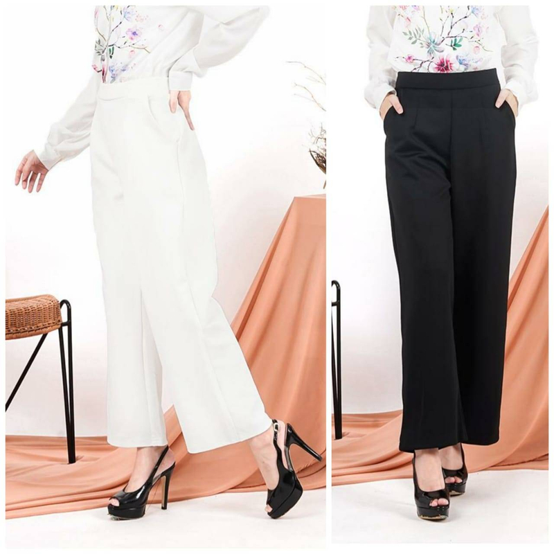 Syahrinda - Kulot Scuba Pants Premium (Putih , Standar, Pcs)