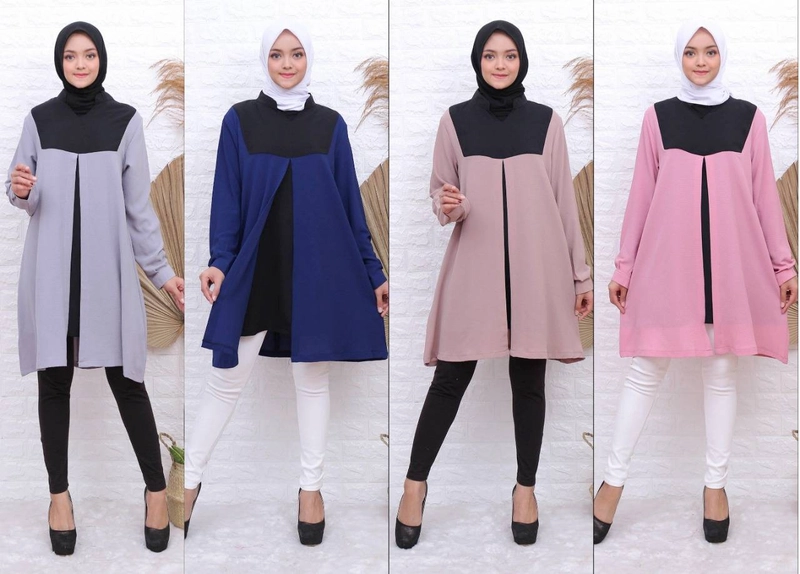 Product image Syahrinda - Tunik Dress Pita Kerah Sanghai (Coksu , All Size , Pcs)