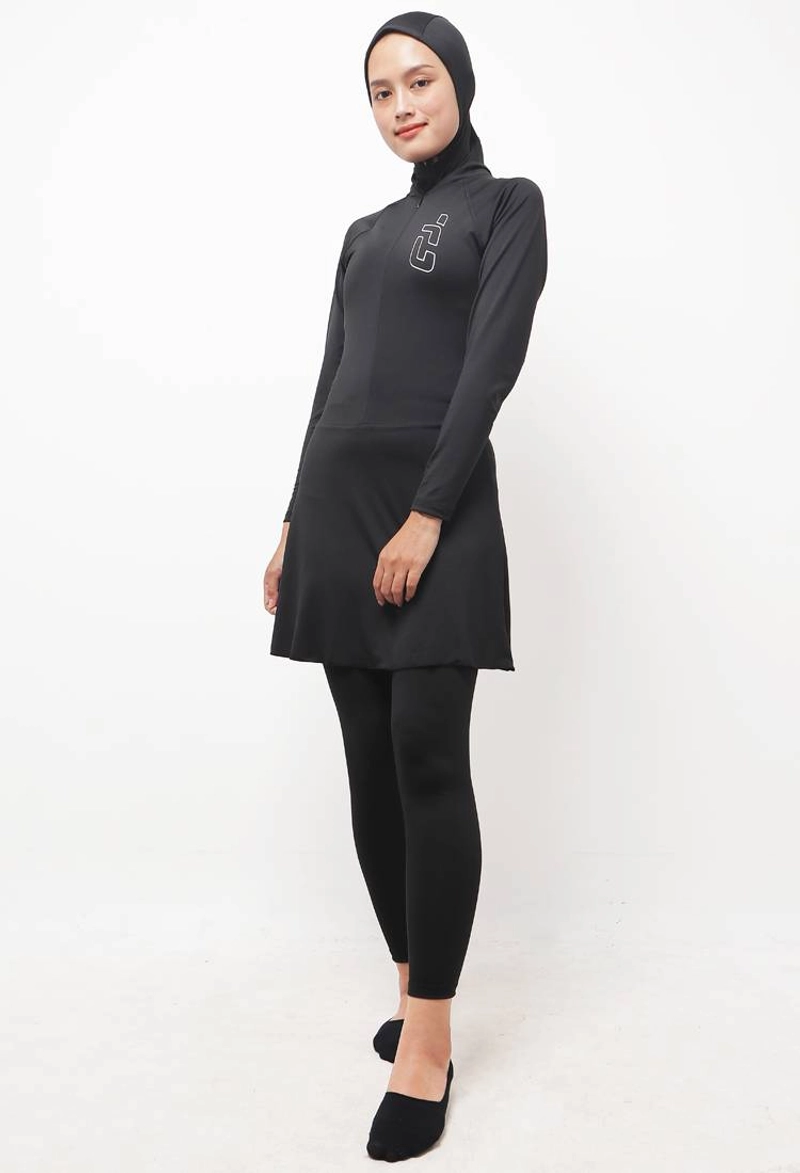 Product image Td Active - LSA22 Set Baju Renang Set Hijab Muslim Hijab Atasan Legging S Hitam