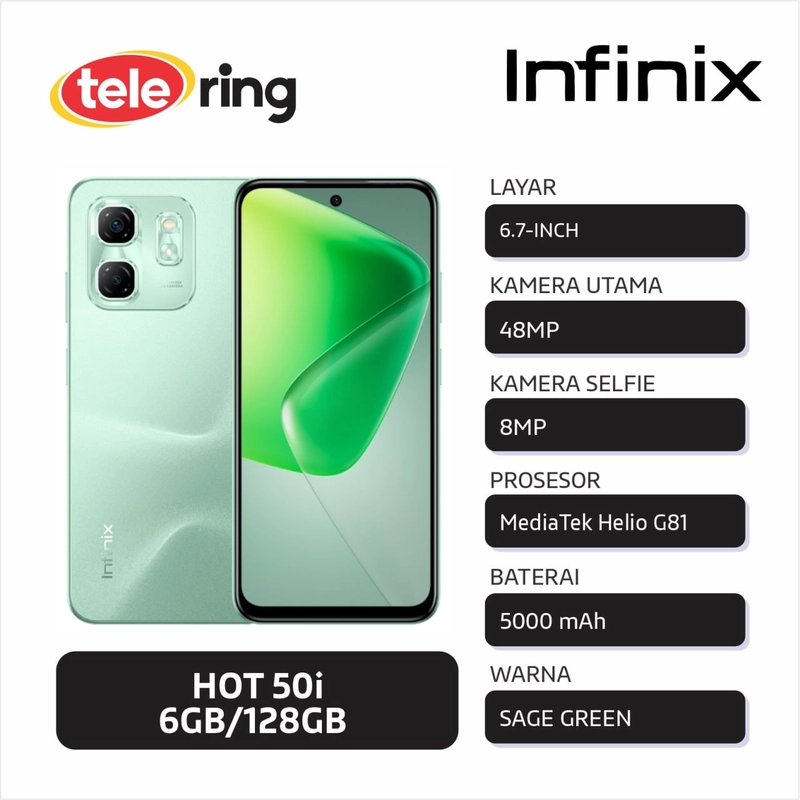 Product image TELE RING - HP INFINIX HOT 50I 6/128 SAGE GREEN