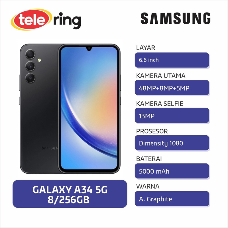 Product image TELE RING - HP SAM SM-A346E/DSN A34 5G 8/256 A.GRAPHITE