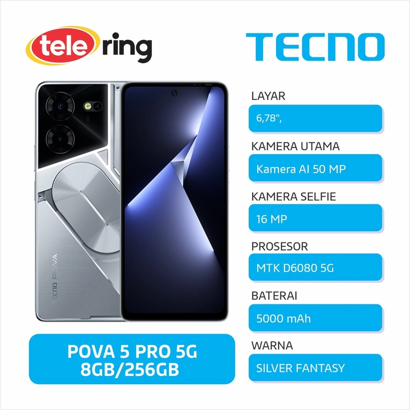 Product image TELE RING - HP TECNO LH8N POVA 5 PRO 8/256 SILVER FANTASY