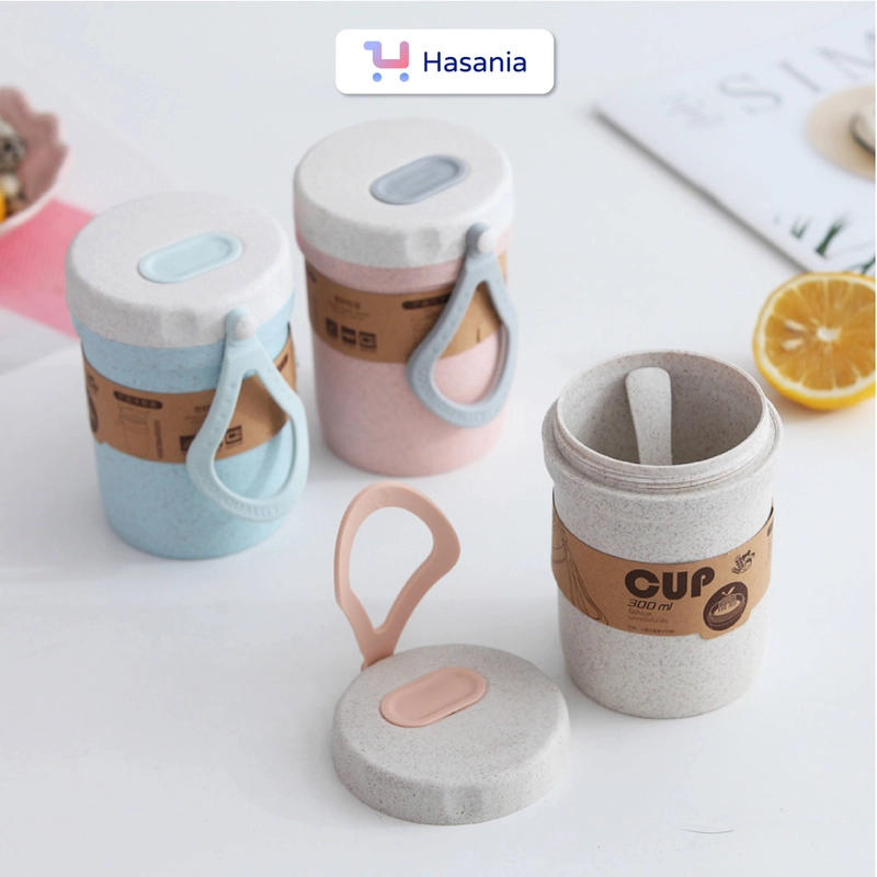 Product image Hasania Home - Mangkok Wheat Straw Dengan Tutup 300 mL Krem