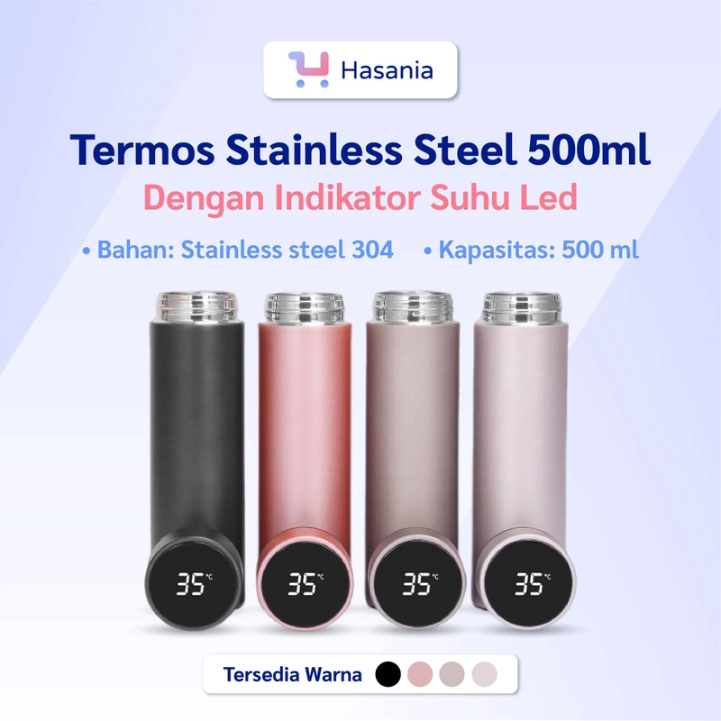 Product image Hasania Home - Termos Stainless Steel Dengan LED 500 mL Pink