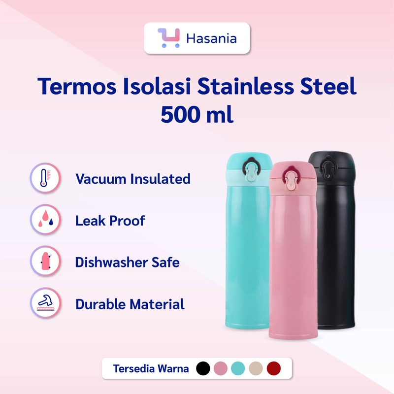 Product image Hasania Home - Botol Minum Stainless 500 mL Hitam