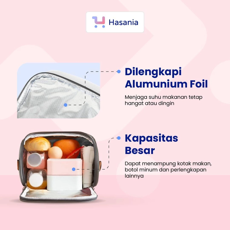 Product image Hasania Home - Tas Bekal Insulasi Termal - Persegi Kecil 25 x 17 x 27.5 cm Random