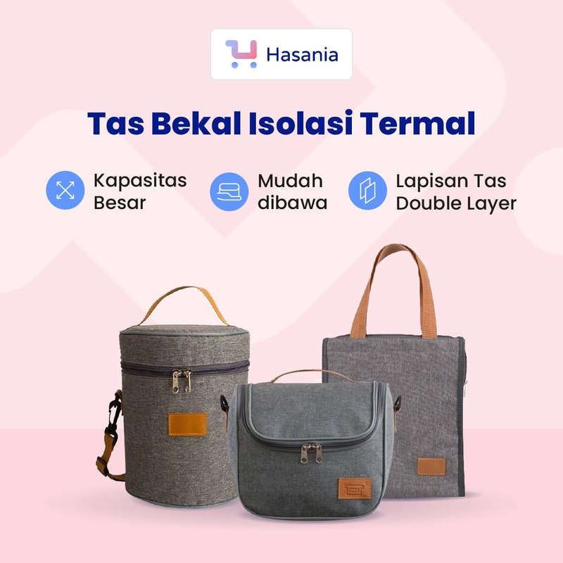 Product image Hasania Home - Tas Bekal Insulasi Termal - Persegi Kecil 25 x 17 x 27.5 cm Random
