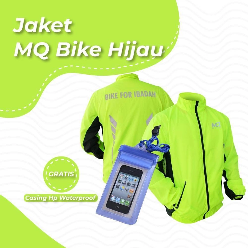Product image Toko MQ Bike - Jaket Bike For Ibadah 1 Free Casing HP Waterpoof XL Hijau Stabilo