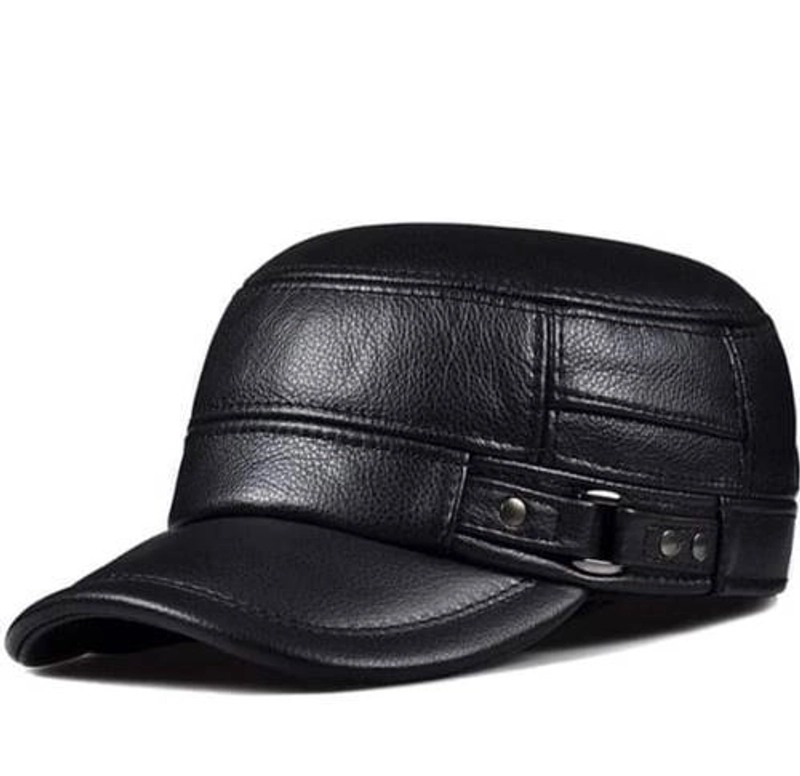Product image Toko Sinar Garut - Topi Kulit Asli Model Komando Hitam All Size