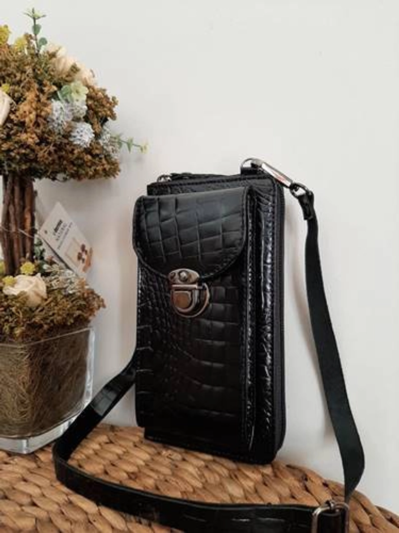 Product image Toko Sinar Garut - Tas Slempang Wanita Motif Kulit Buaya Hitam 20 x 10 x 4 cm