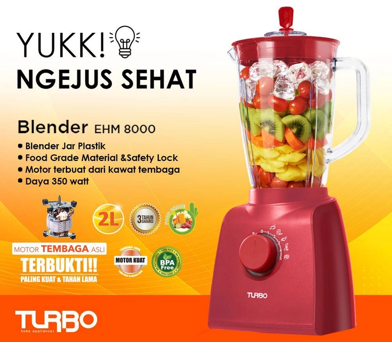 Product image Turbo - Blender Heavy Duty EHM8000 Plastik Merah