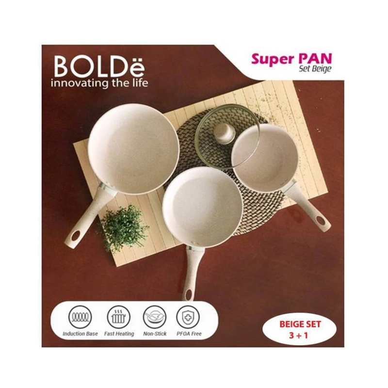 Product image UTAMAMEGA - Bolde Super Pan Beige Set Granite Ceramic Type Beige Set3+1