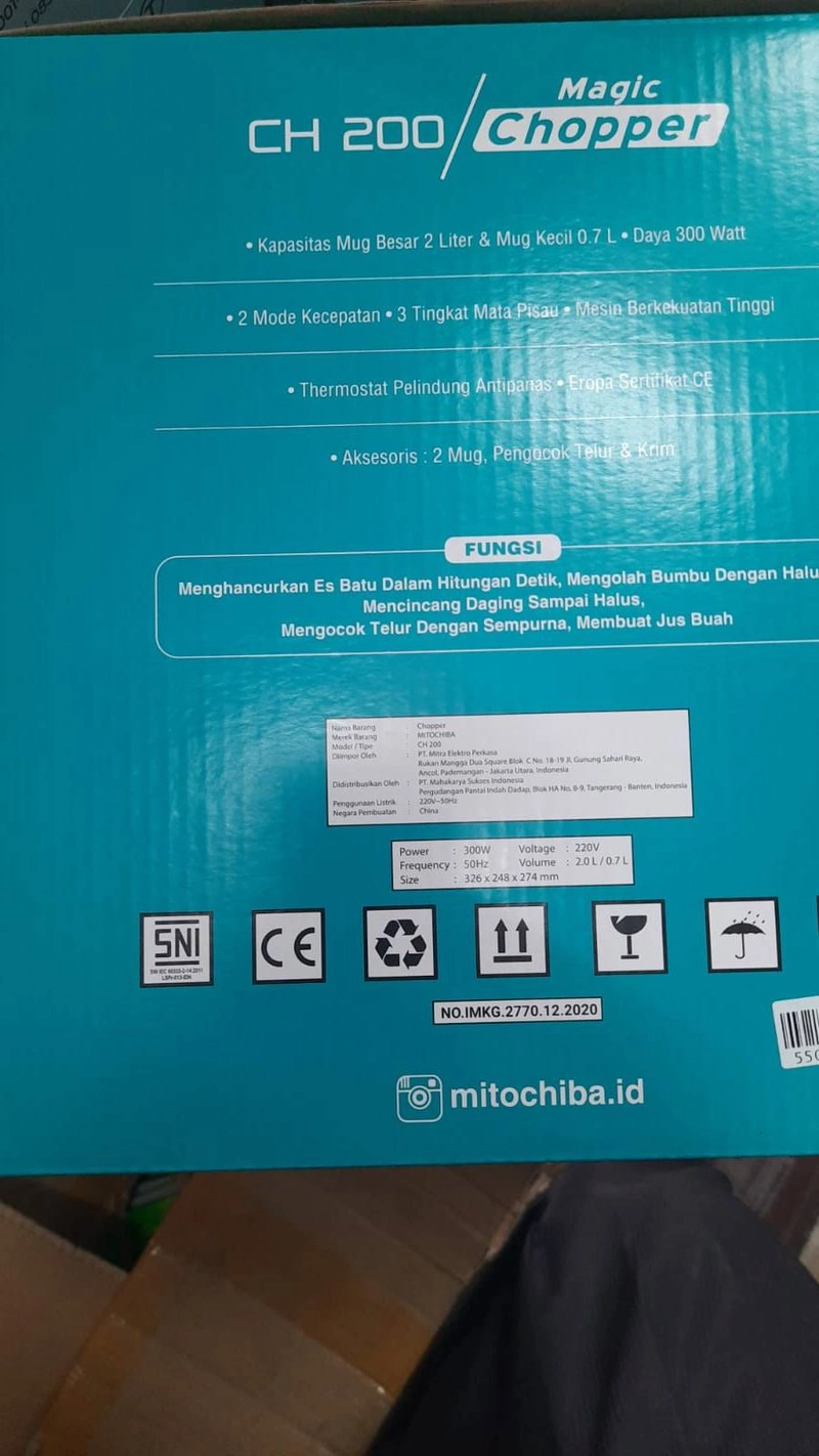 Product image UTAMAMEGA - Mitochiba CH200 Magic Food Chopper Kapasitas 2L Type CH200