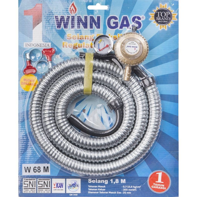 Product image Winn Gas - Selang Regulator  Flexible W68M 1.8 m Silver