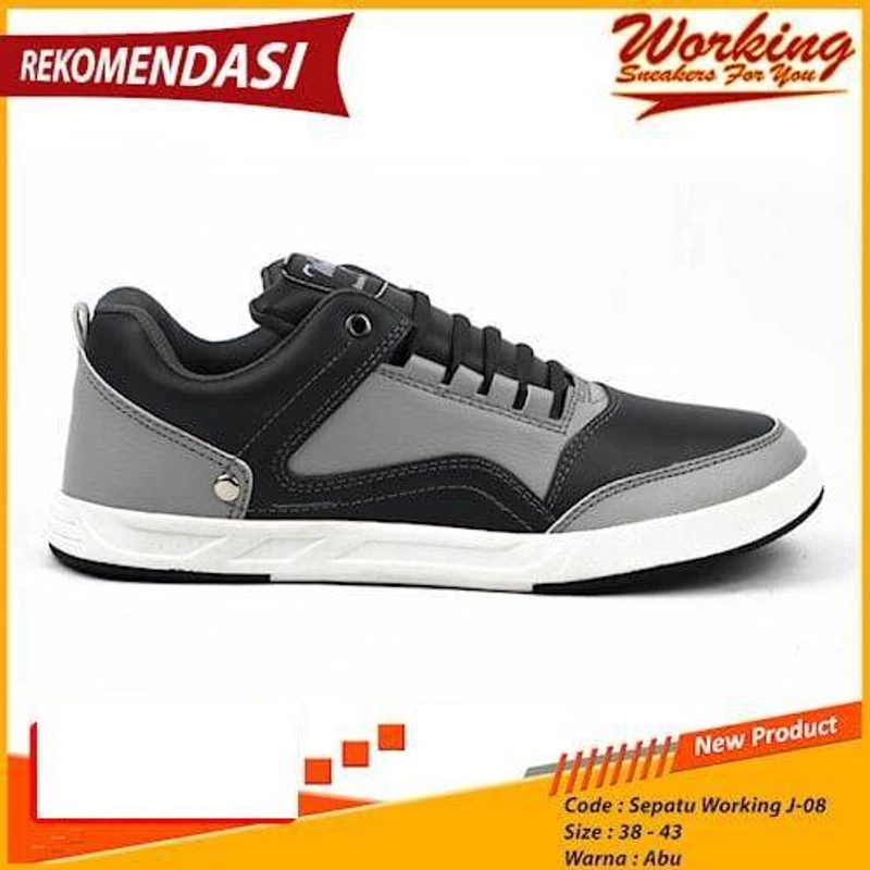 Product image Working Shoes - SEPATU KASUAL PRIA WORKING J-08 RUNNING PRIA 38 ABU-ABU