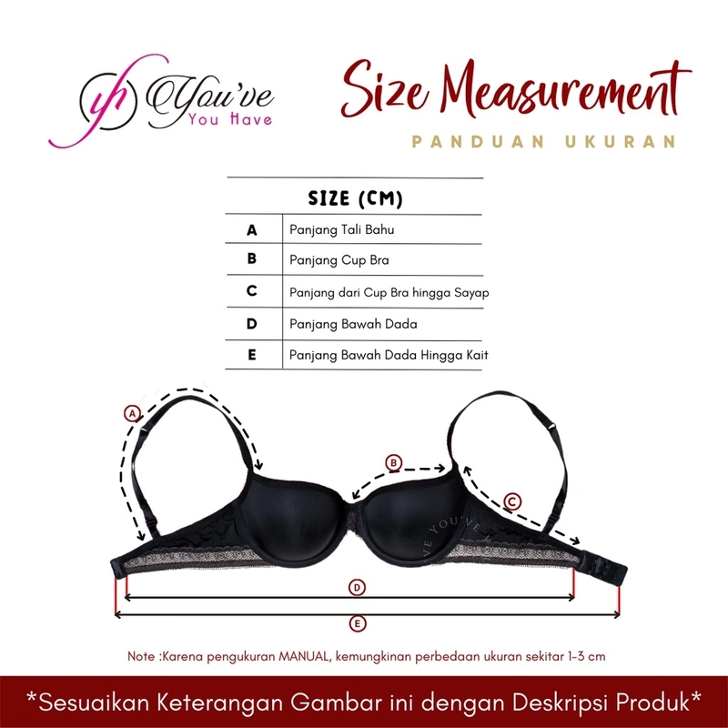 Product image Youhave - Youve YouHave BH Wanita Jumbo Bra Wanita Cup C Jumbo BH Kawat Bra Beha 100169 38 BLA
