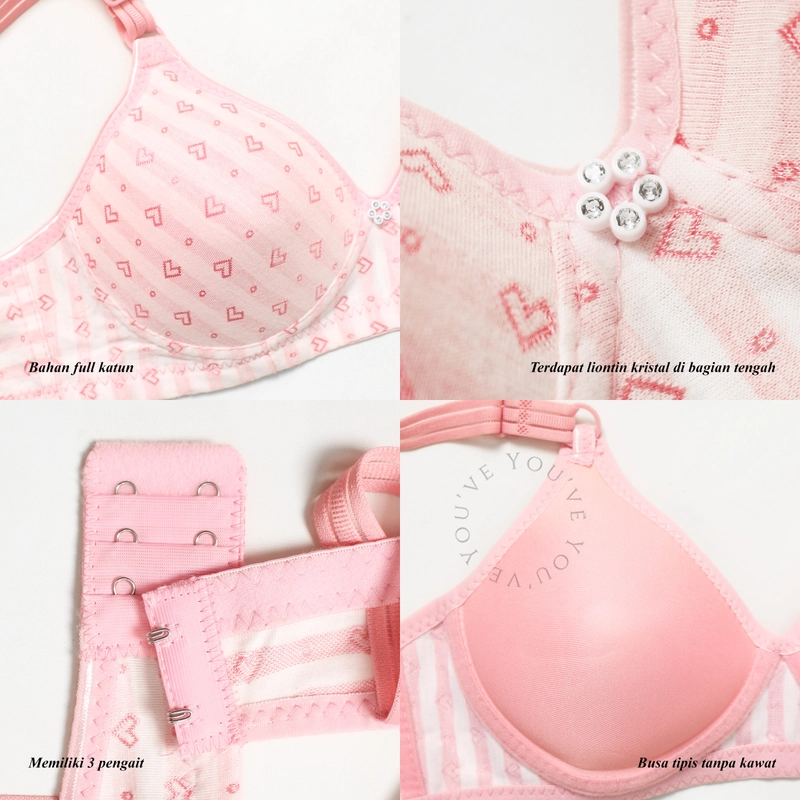 Product image Youhave - Youve YouHave BH Wanita Bra Wanita Motif Hati Busa Tipis Tanpa Kawat 100095 34 BLACK