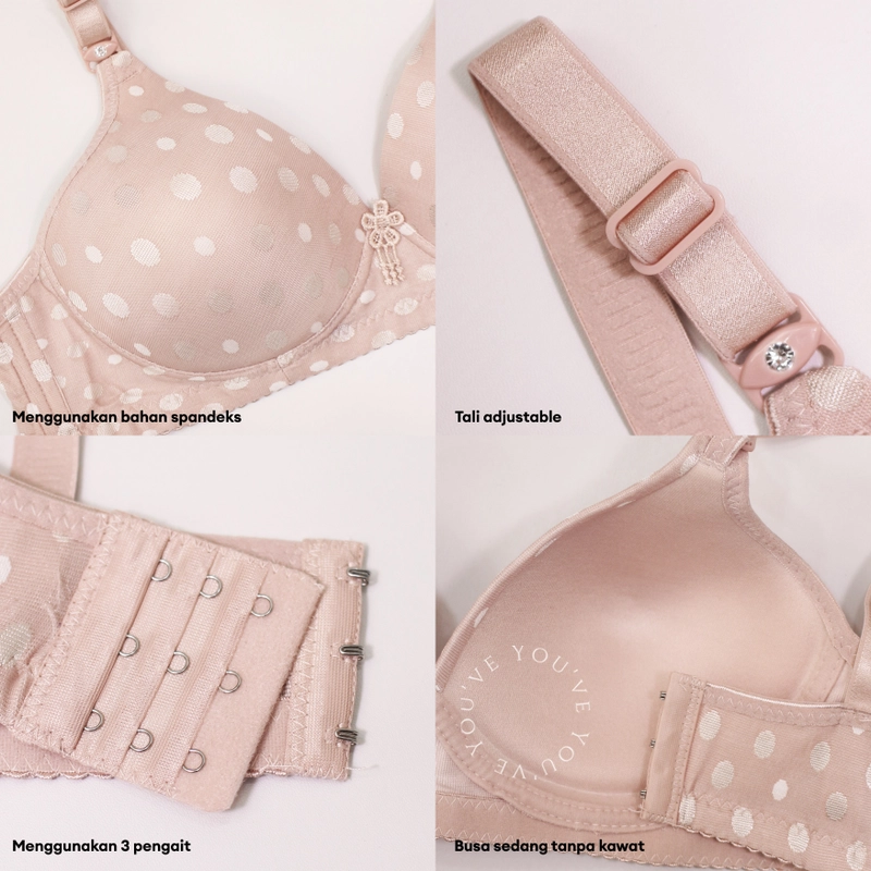 Product image Youhave - Youve YouHave BH Wanita Bra Pakaian Dalam Wanita BH Bra Tanpa Kawat Busa Sedang Polkadot 100167 34 BRO