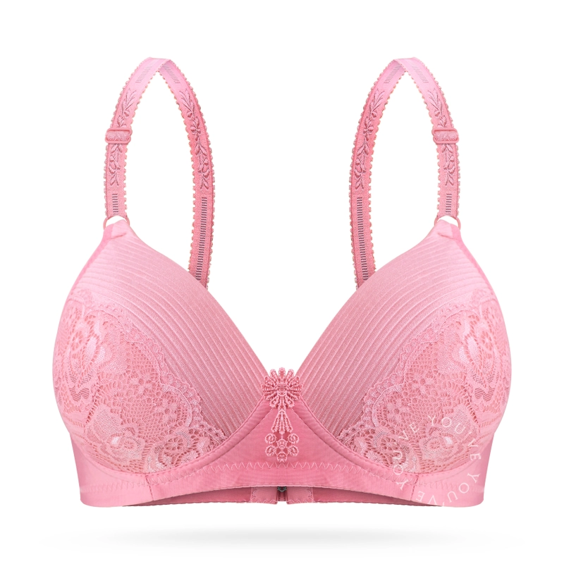 Product image Youhave - YouHave Youve BH Bra Wanita BH Tanpa Kawat Busa Sedang Motif Bunga Brokat Women Woman Bra Beha Be Ha 100201 40 Pink