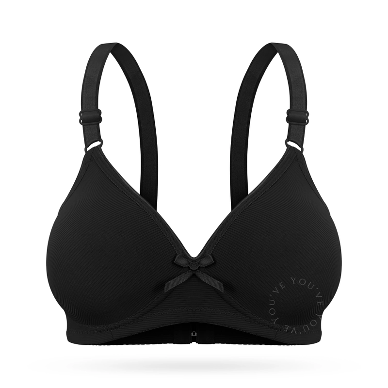 Product image Youhave - Youve BH Bra Wanita BH Tanpa Kawat Busa Tipis Motif Garis Beha Perempuan Women Remaja 100133 34 BLACK