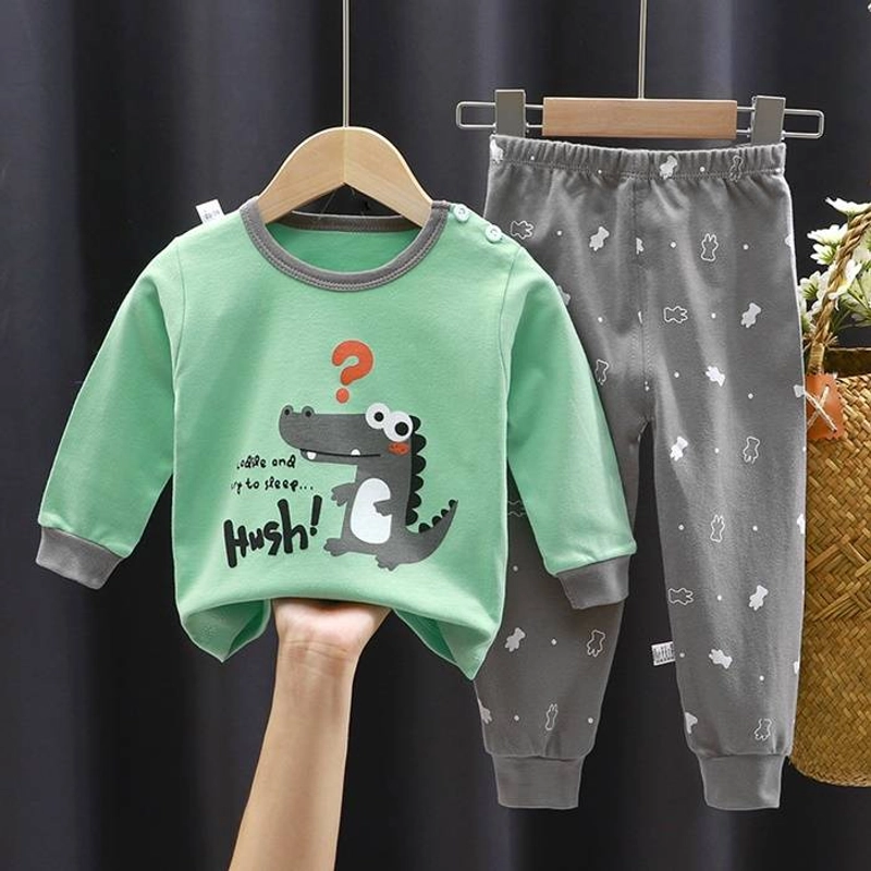 Product image Neira - Setelan Piyama Baju Tidur Anak Katun C33 Size 73 Hijau - Abu