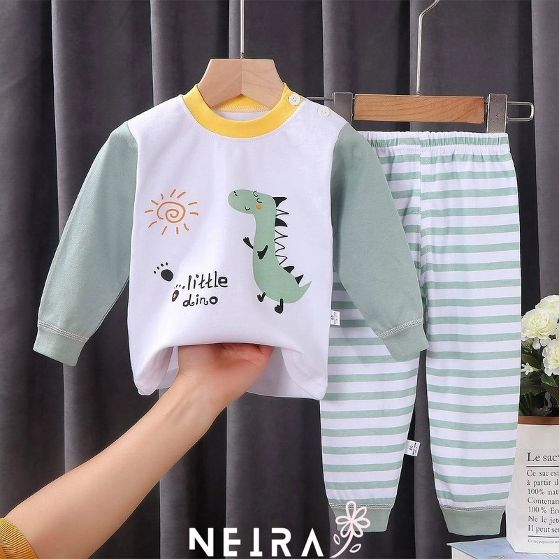 Product image Neira - Setelan Baju Tidur Piyama Anak Perempuan Laki-laki 120 Green Dino